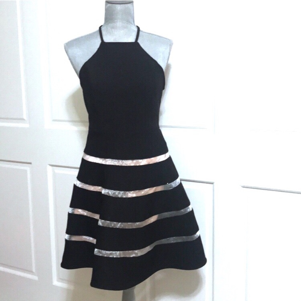 City Studio Fit and Flare Black And Nude Dress
